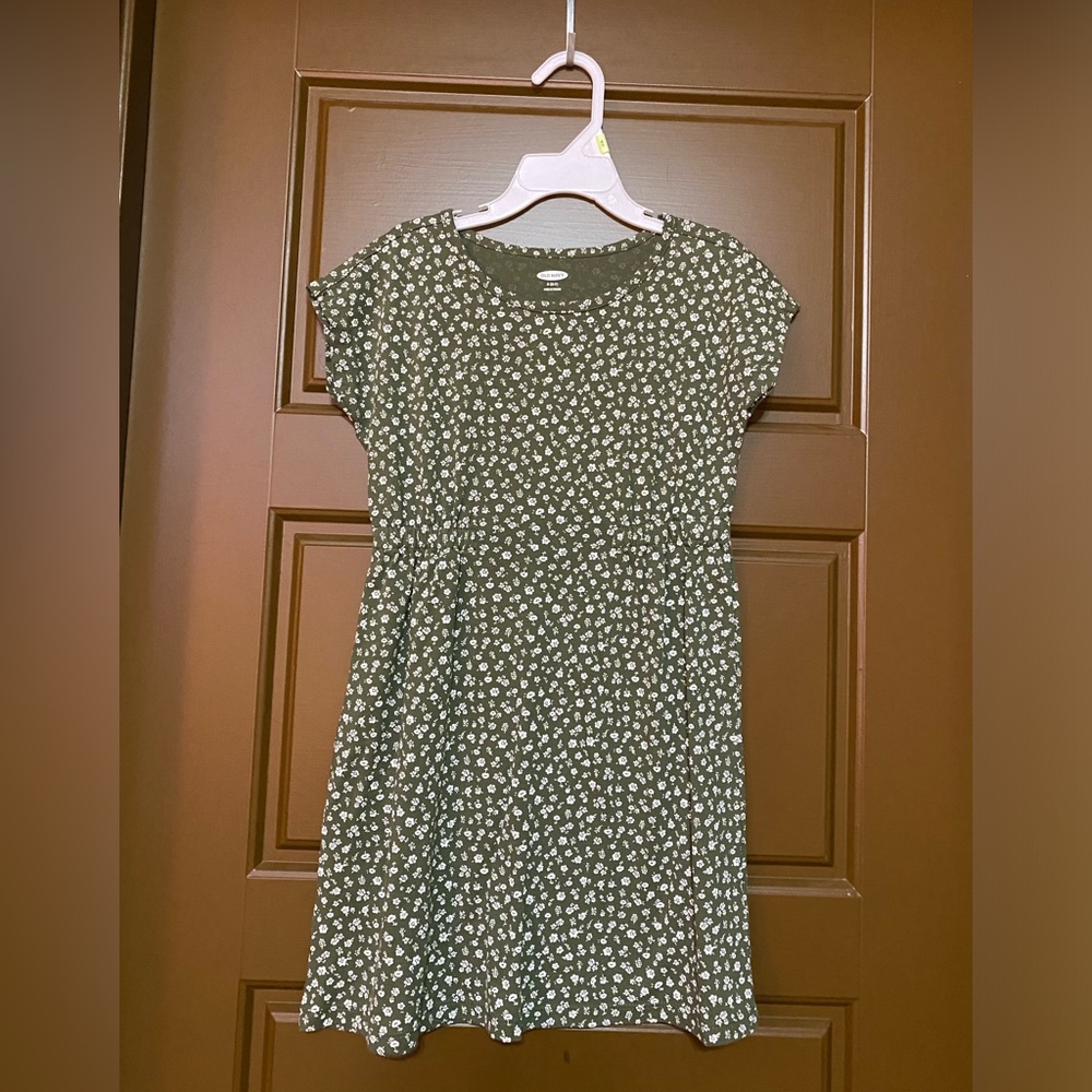 Olive Green Girls Flower Dress💚